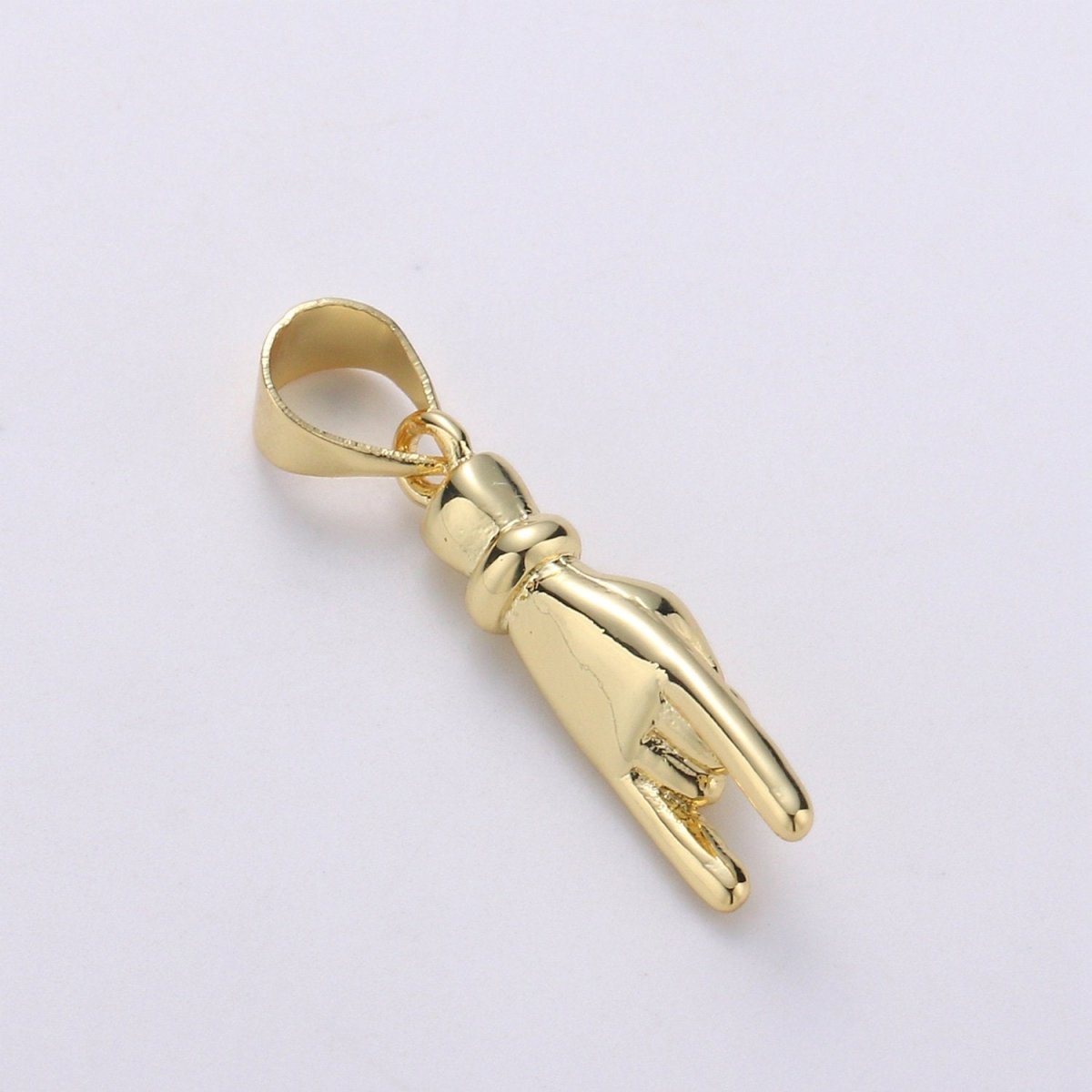 14K Gold Filled Hand Charm Mano Cornuto Good Luck Sign Pendant Hand Gesture Charm Pendant for Necklace Bracelet Earring Supply J-052 - DLUXCA