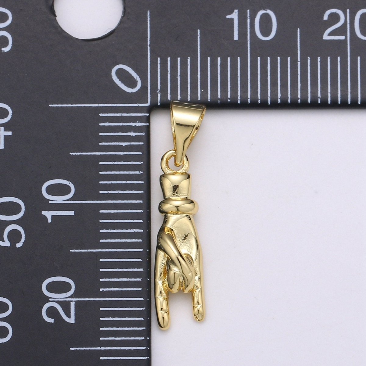 14K Gold Filled Hand Charm Mano Cornuto Good Luck Sign Pendant Hand Gesture Charm Pendant for Necklace Bracelet Earring Supply J-052 - DLUXCA