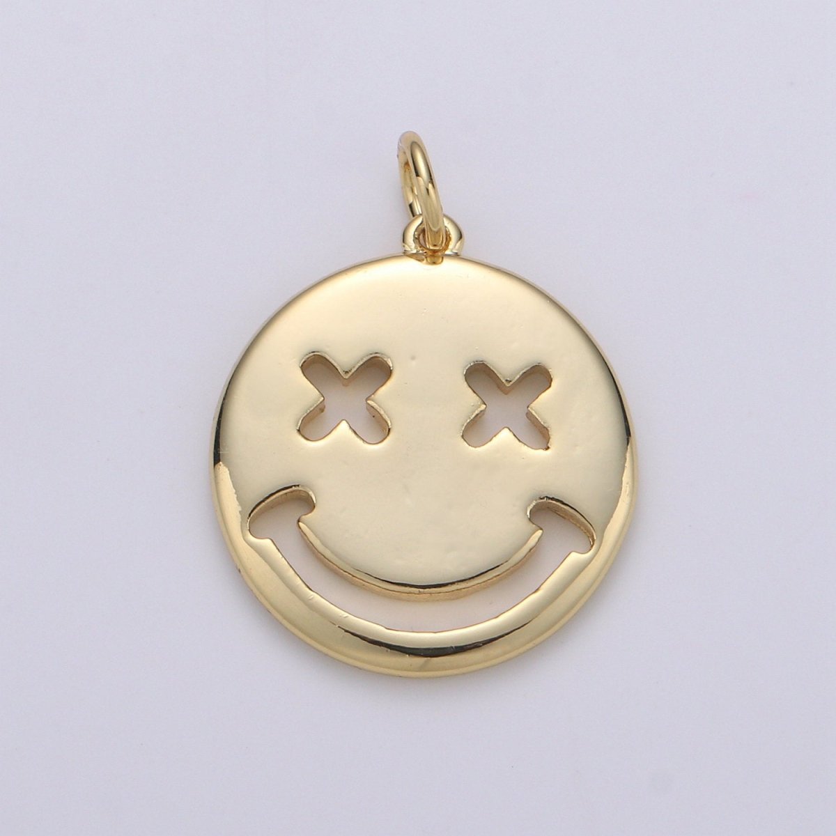 14K Gold Filled Happy Face Charm, emoji charm 24x18mm Gold Smile Charm Pendant Silver Smiley face charms Necklace Earring Bracelet Supply D-126 D-127 - DLUXCA