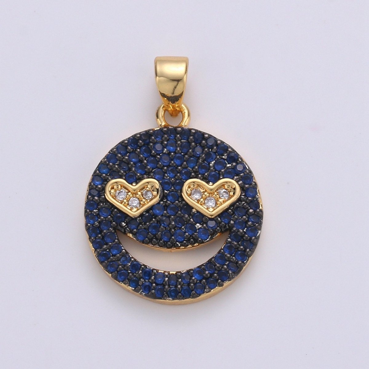 14k Gold Filled Happy Face Charm, Heart emoji charm Gold Smile Charm Pendant Smiley Dont worry be happy Jewelry Supply for Necklace Bracelet I-371~I-374 - DLUXCA