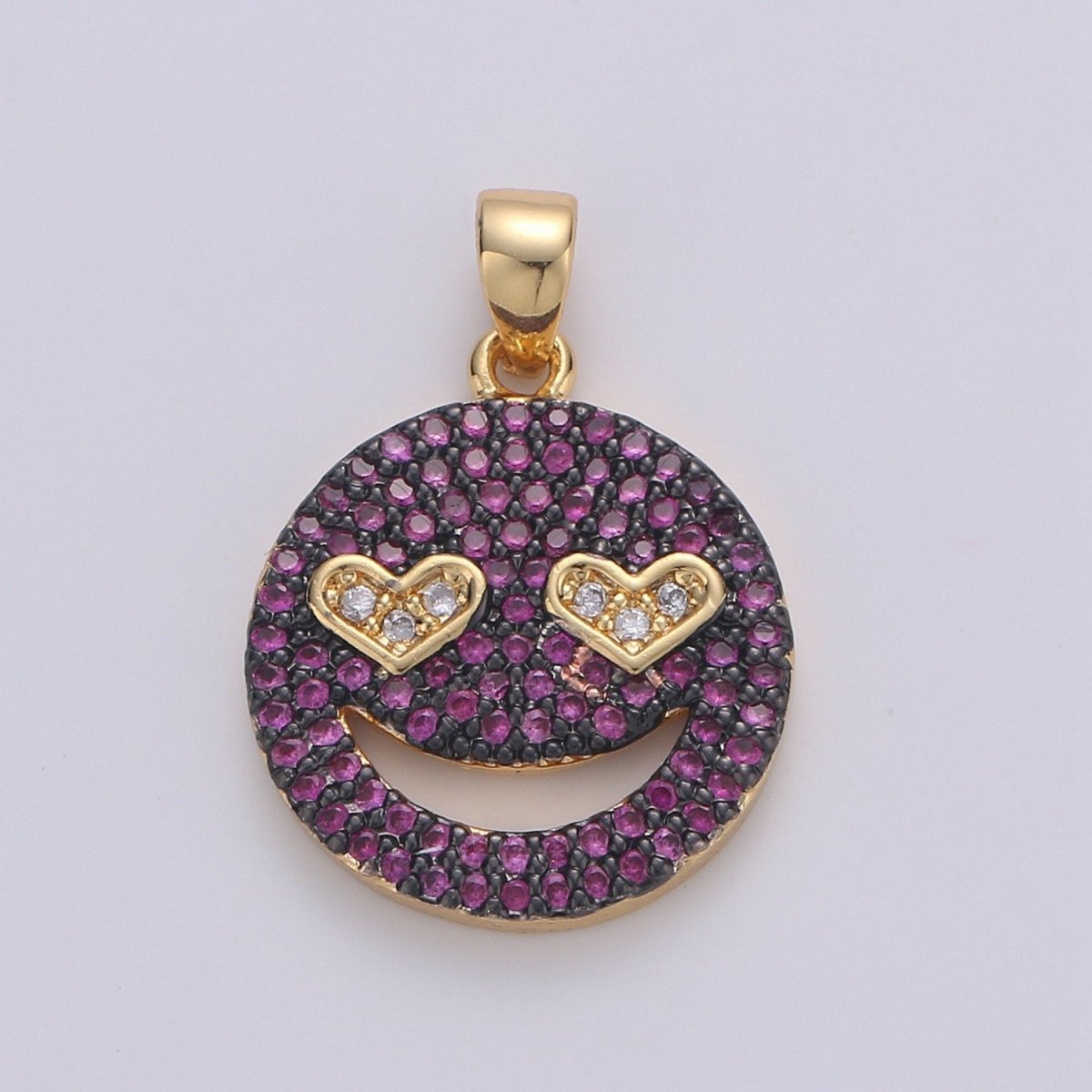 14k Gold Filled Happy Face Charm, Heart emoji charm Gold Smile Charm Pendant Smiley Dont worry be happy Jewelry Supply for Necklace Bracelet I-371~I-374 - DLUXCA