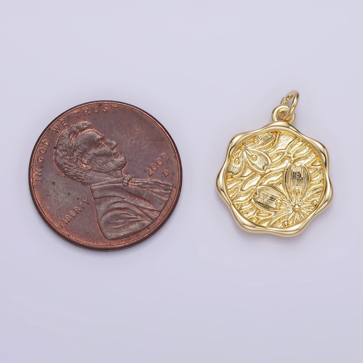 14K Gold Filled Hawthorne May Birth Flower Molten Stamped Charm | AG268 - DLUXCA