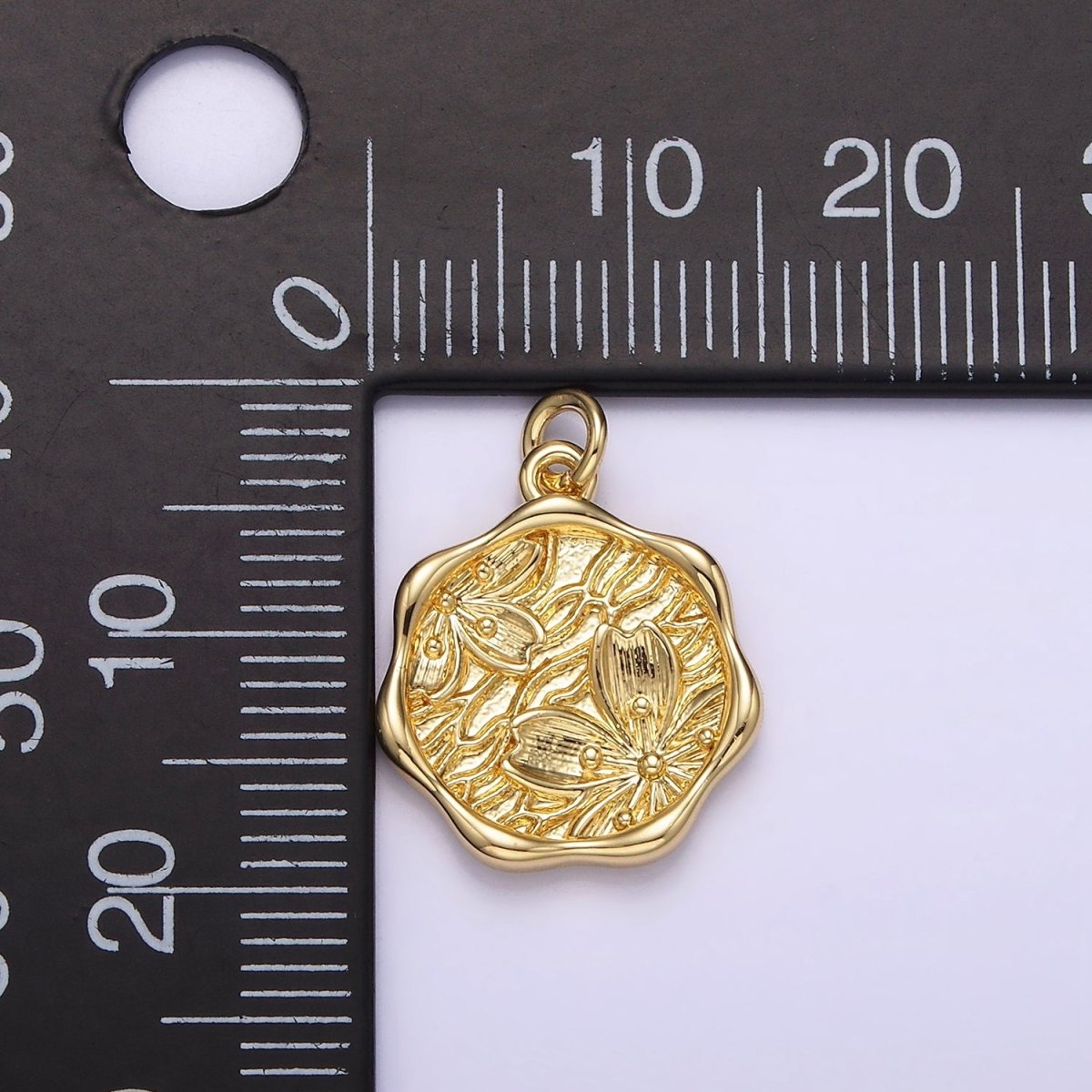 14K Gold Filled Hawthorne May Birth Flower Molten Stamped Charm | AG268 - DLUXCA