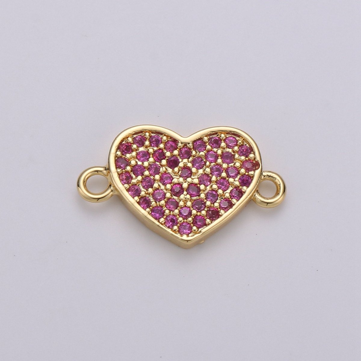 14K Gold Filled Heart Charm Connector Minimalist Cubic Purple Teal Pink Love Link Connector Necklace Bracelet Charm For Jewelry Making F-408-F-410 F-510 - DLUXCA