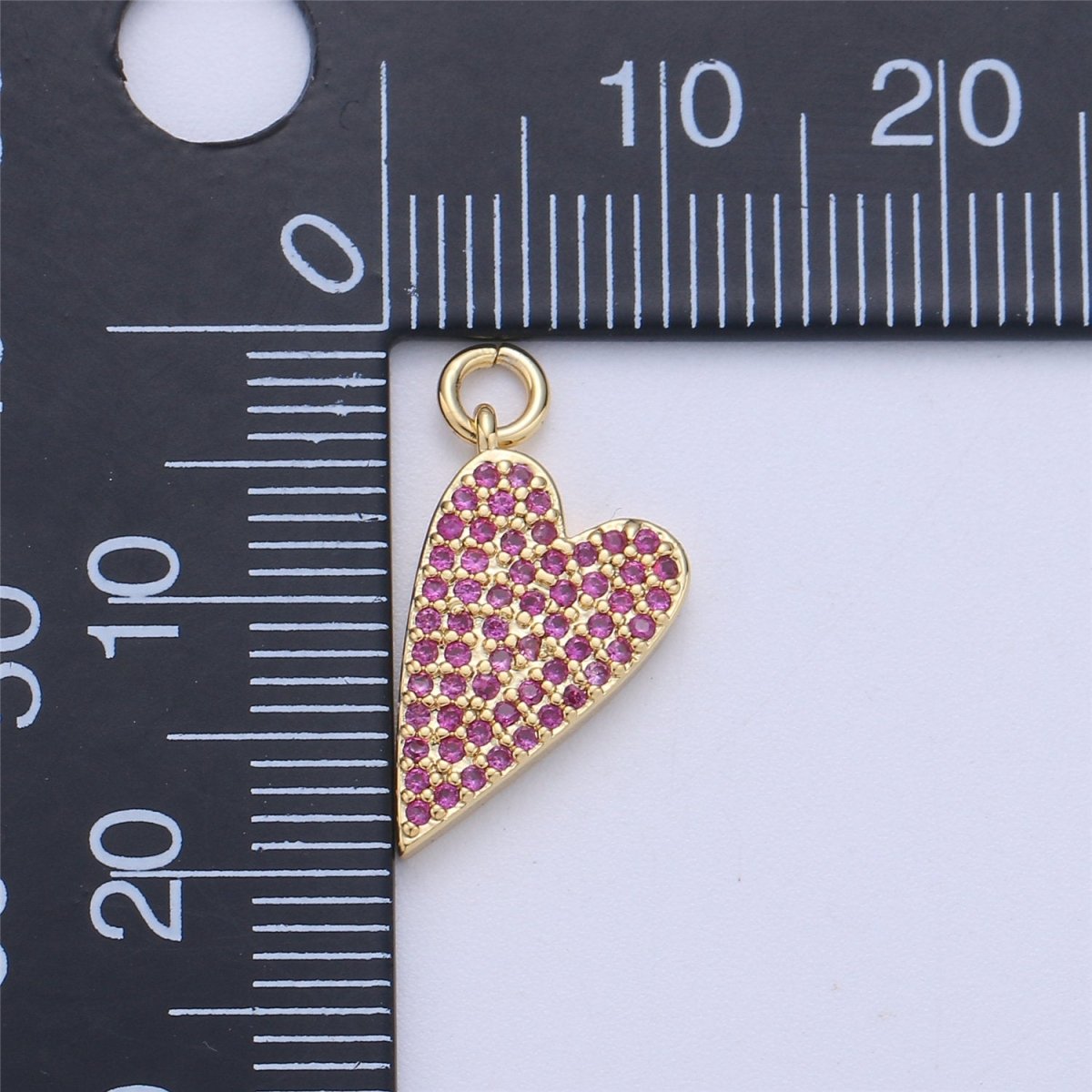 14k Gold Filled Heart Charm,CZ Micro Pave Heart Pendant, Pink Cubic Heart Charm for Necklace Earring Bracelet Component I-567 - DLUXCA