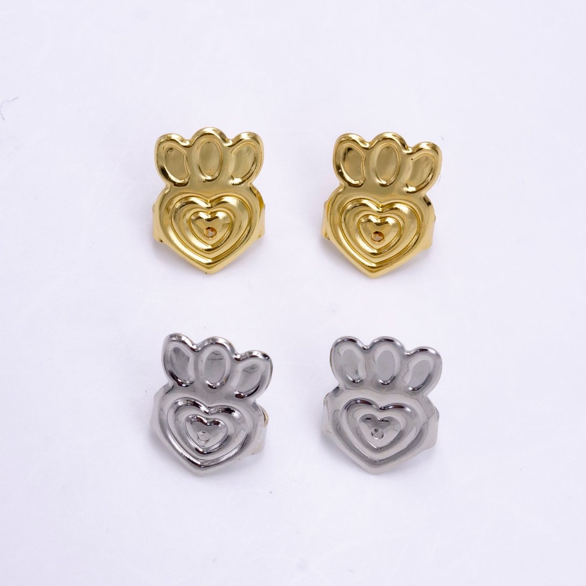 14K Gold Filled Heart Flower Lined Earrings Back Lifter Stabilizer Supply in Gold & Silver | Z-910 Z-911 - DLUXCA