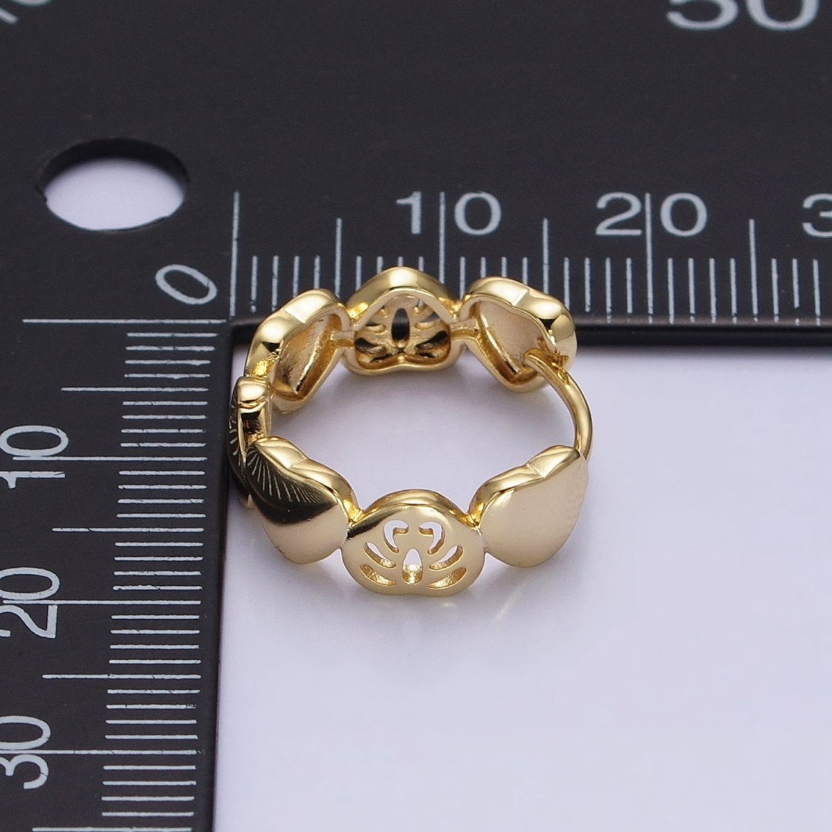 14K Gold Filled Heart Monstera Palm Leaf 18mm Huggie Earrings | AB1529 - DLUXCA