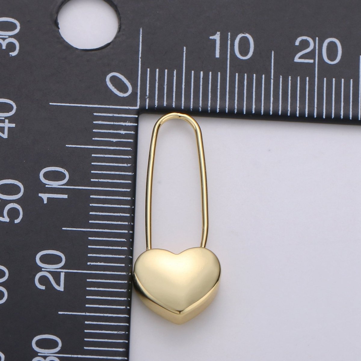 14K Gold Filled Heart Safety Pin Drop Earrings in Gold & Silver Q-151 Q-152 - DLUXCA