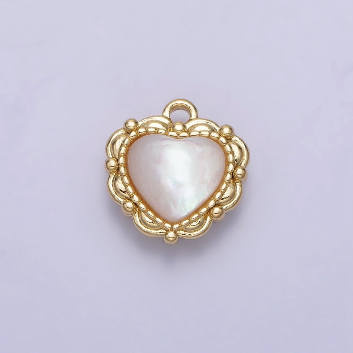 14K Gold Filled Heart Shell Pearl Artisan Charm | AC-1046 - DLUXCA