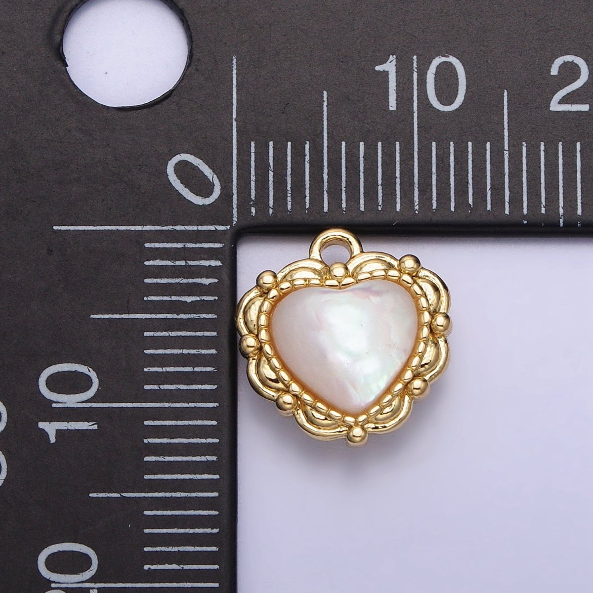 14K Gold Filled Heart Shell Pearl Artisan Charm | AC-1046 - DLUXCA