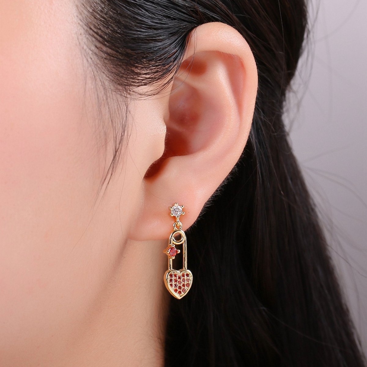 14k Gold Filled Heart Stud Earring, Earring Supplies for DIY Earring Jewelry, Earring Supply DIY Findings, Perfect for DIY Earrings K-472 - DLUXCA