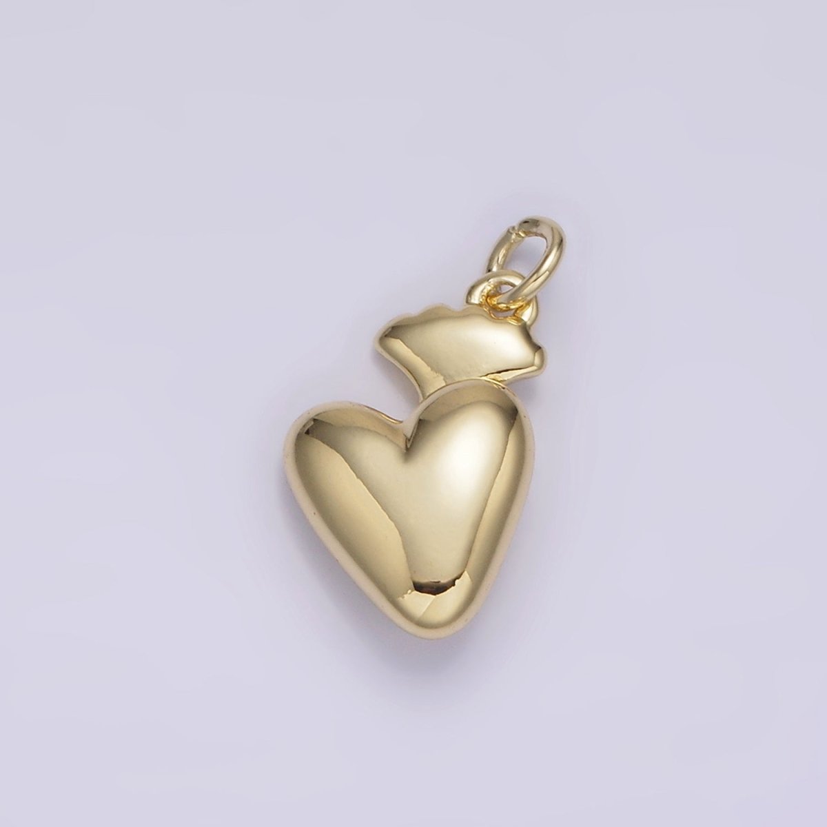 14K Gold Filled Heart Teardrop Fan Leaf Minimalist Puffed Charm | AG200 - DLUXCA