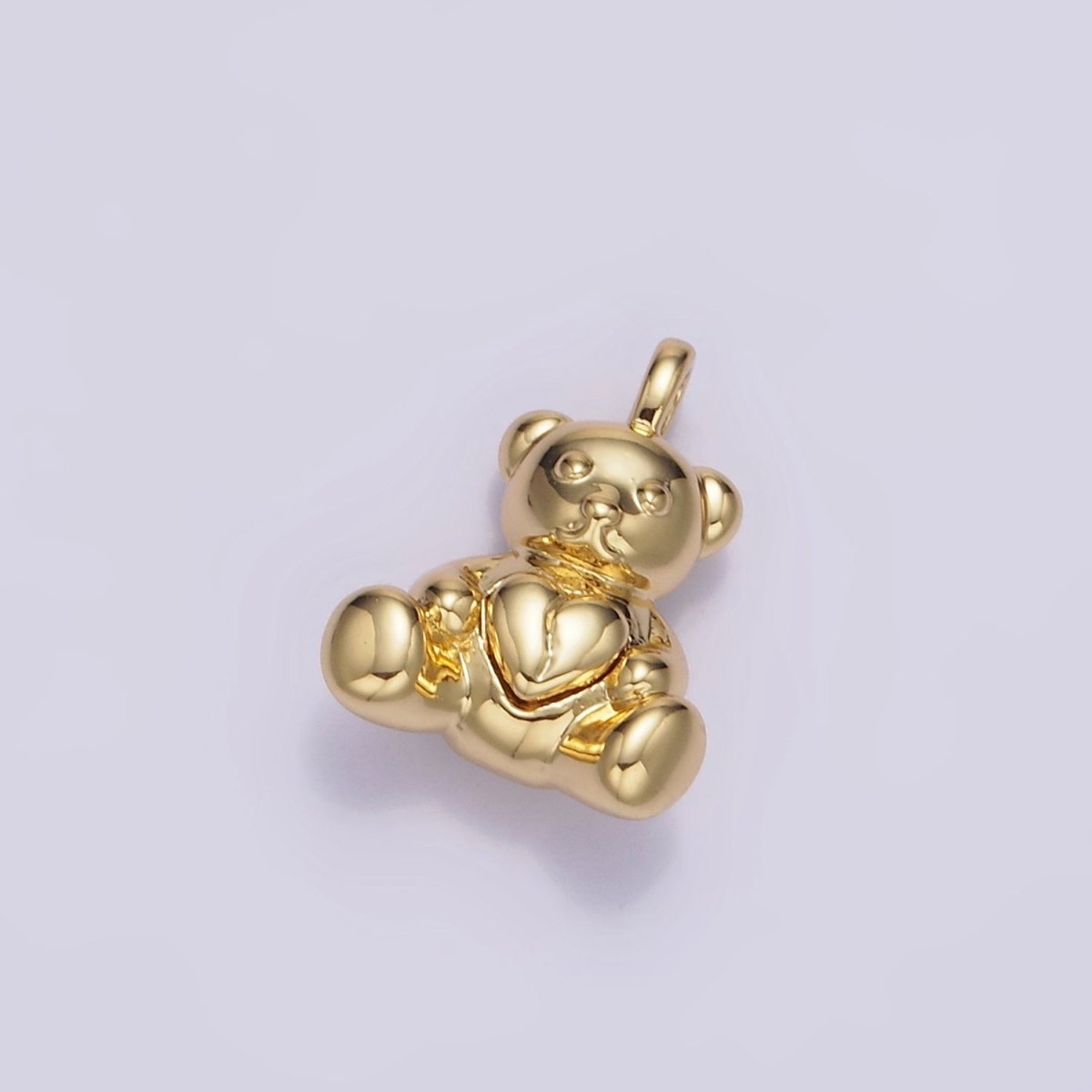 14K Gold Filled Heart Teddy Bear Animal Pendant in Gold & Oxidized Silver | AA1232 - DLUXCA