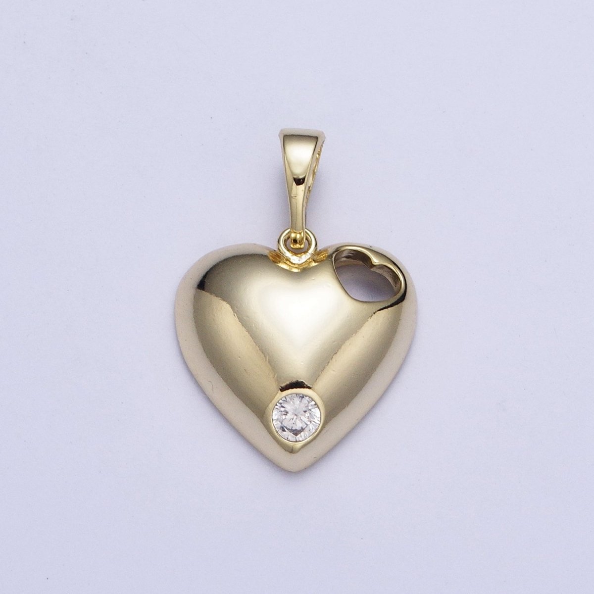 14K Gold Filled Heart with CZ Micro Pave Charm Pendant Necklace Light Yellow Heart Love For DIY Jewelry Necklace Making X-464 - DLUXCA