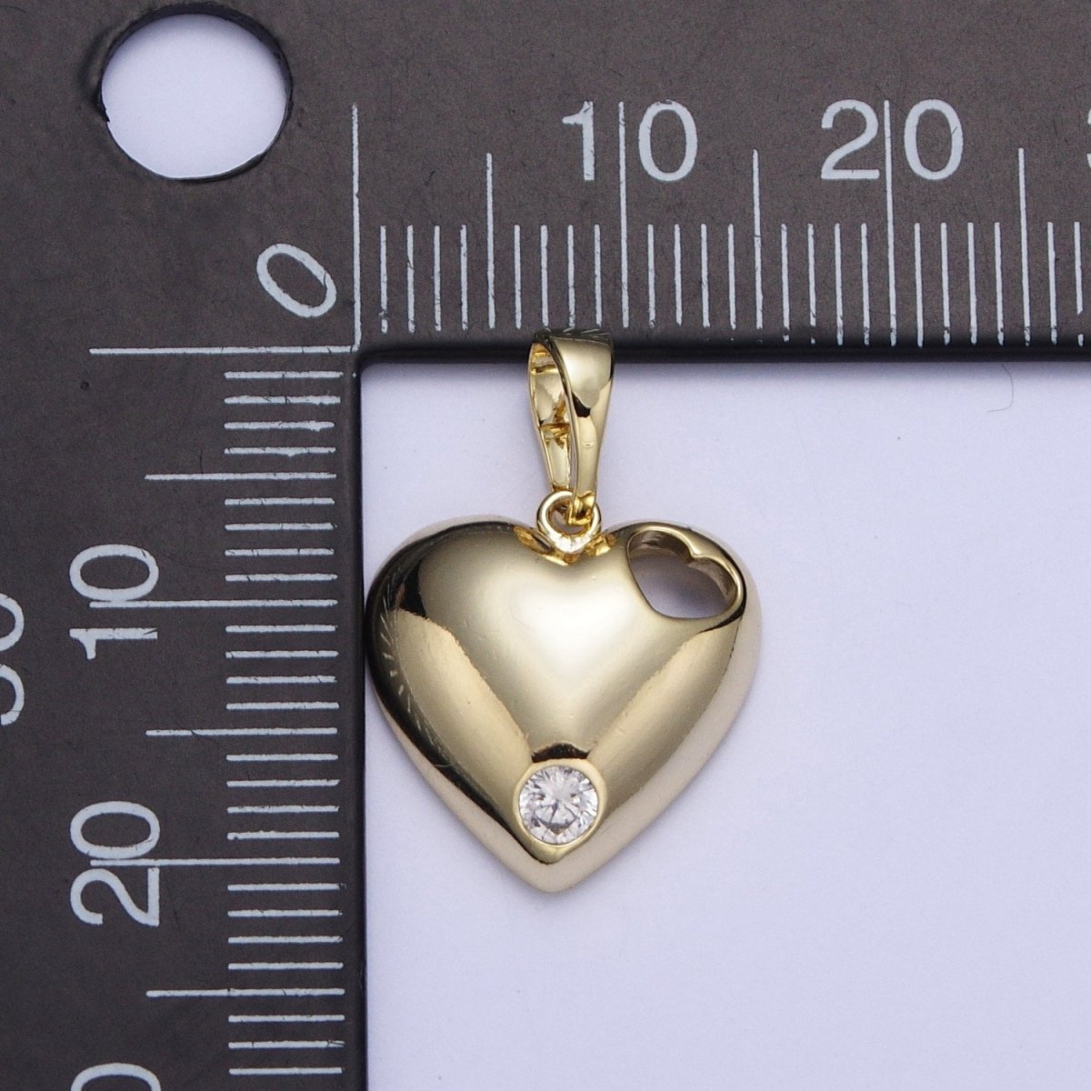 14K Gold Filled Heart with CZ Micro Pave Charm Pendant Necklace Light Yellow Heart Love For DIY Jewelry Necklace Making X-464 - DLUXCA