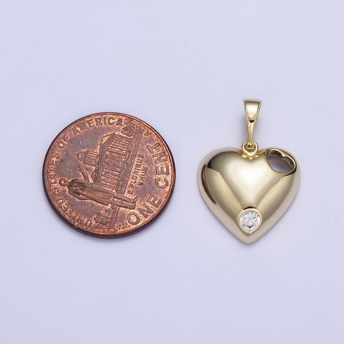 14K Gold Filled Heart with CZ Micro Pave Charm Pendant Necklace Light Yellow Heart Love For DIY Jewelry Necklace Making X-464 - DLUXCA