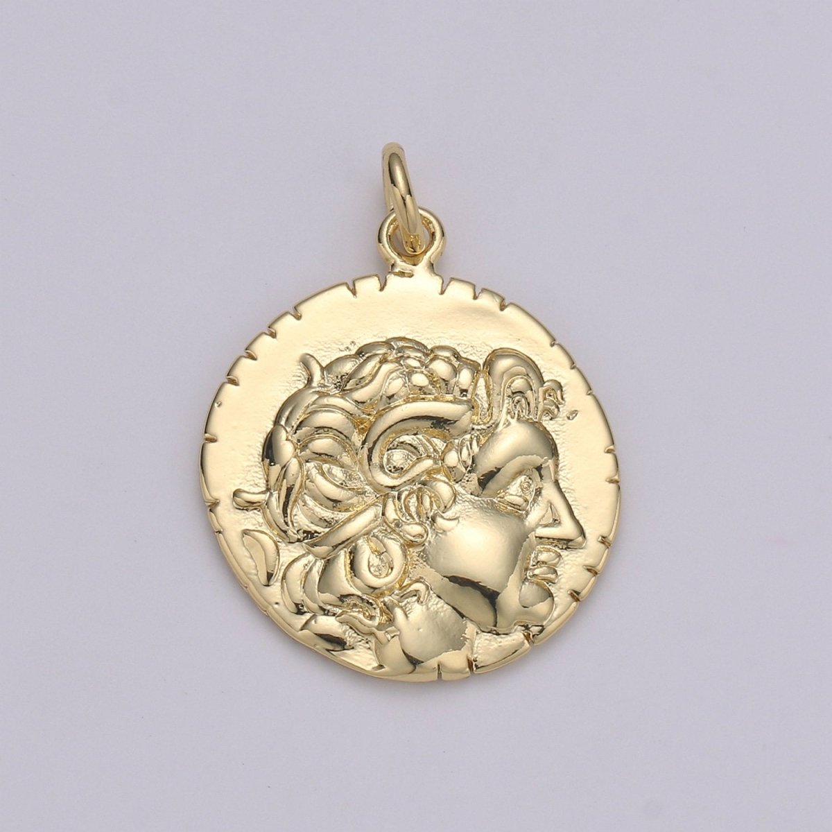14k Gold Filled Hercules Coin Pendant Ancient Coin Pendant, Greek Warrior Heracles Coin Pendant, Fancy DIY jewelry, Warrior Pendant D-203 - DLUXCA