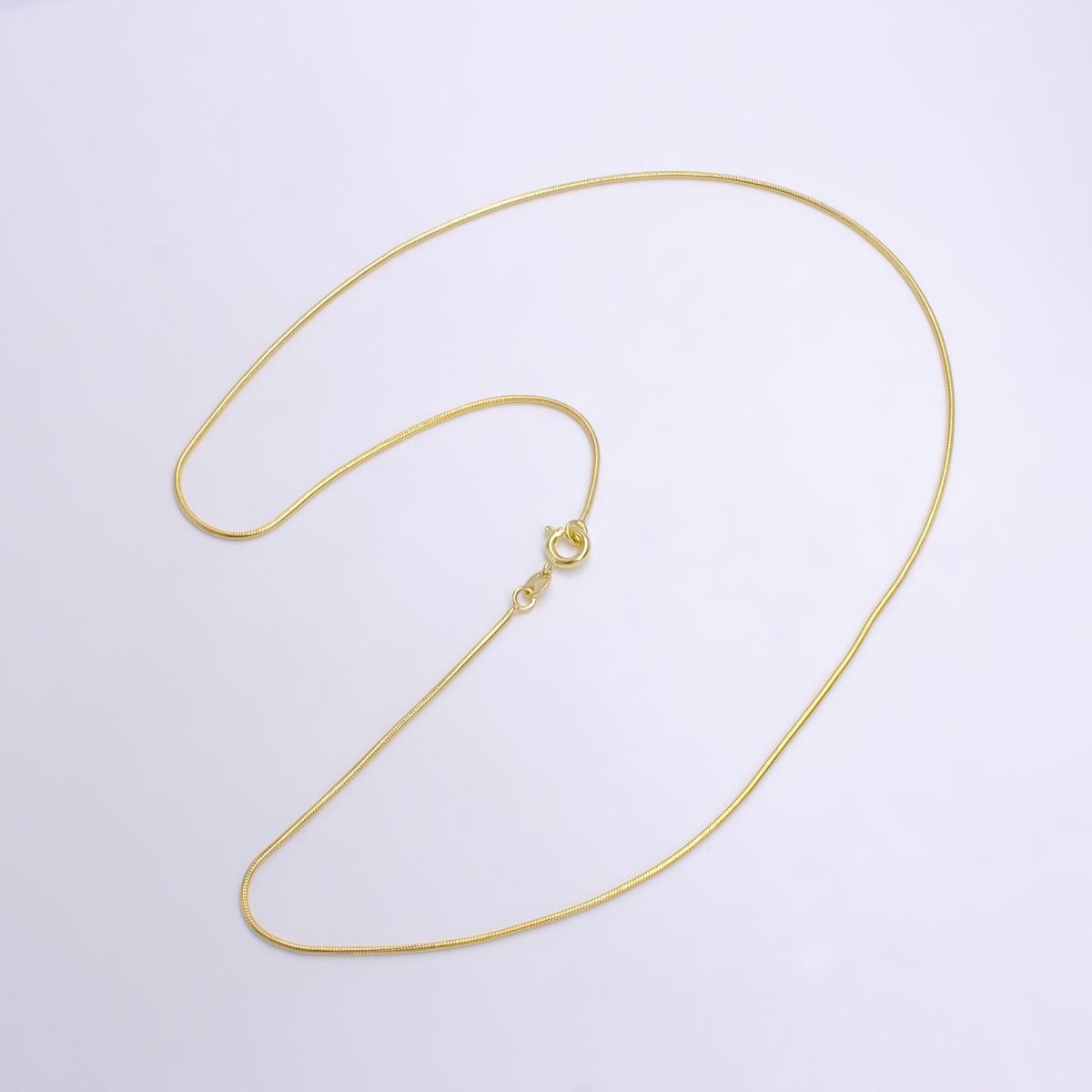 14k Gold Filled Herringbone Chain Necklace - Dainty 1mm Gold Snake Chain - 18 Inches Layering Necklace Ready To Wear w/ Lobster Clasp | WA-413 Clearance Pricing - DLUXCA