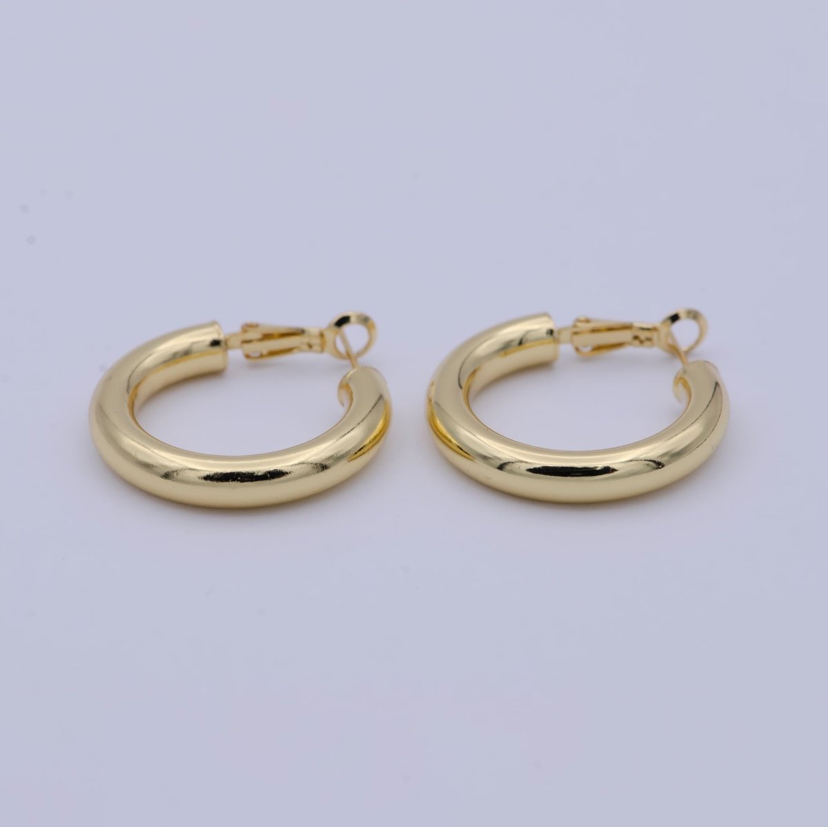 14k Gold Filled Hinged Hoops, Huggie Hoop Earrings, 30mm Tube, Hoop Flex Earrings for Everyday Wear Hypoallergenic T-245 - DLUXCA