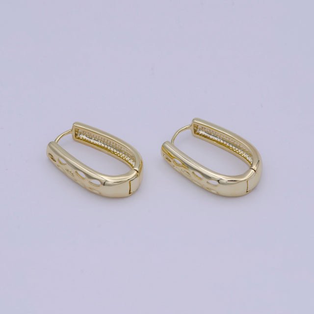 14K Gold Filled Hoop Earrings, Oval Hoop Earrings, Small Oval Gold Hoops Minimalist Jewelry For Women, Simple Gold Oval Earring T-304 - DLUXCA