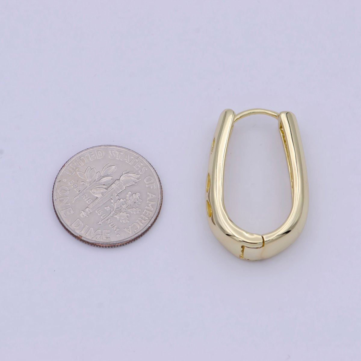 14K Gold Filled Hoop Earrings, Oval Hoop Earrings, Small Oval Gold Hoops Minimalist Jewelry For Women, Simple Gold Oval Earring T-304 - DLUXCA