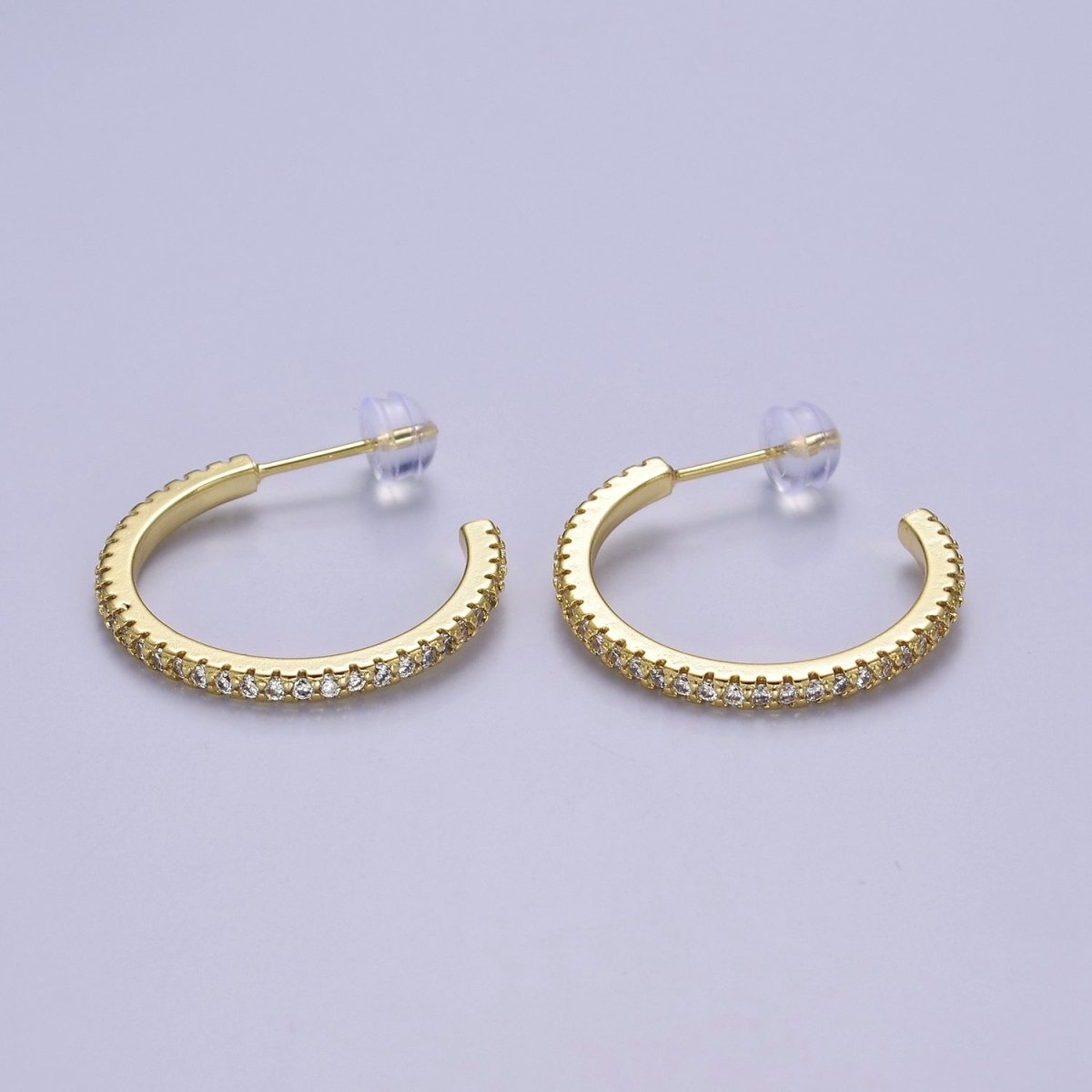 14k Gold Filled Hoop Earrings with Micro Pave, Cubic Zirconia, Dainty Hoops, Zircon Hoops, Wholesale Jewelry V-170 V-171 V-172 - DLUXCA