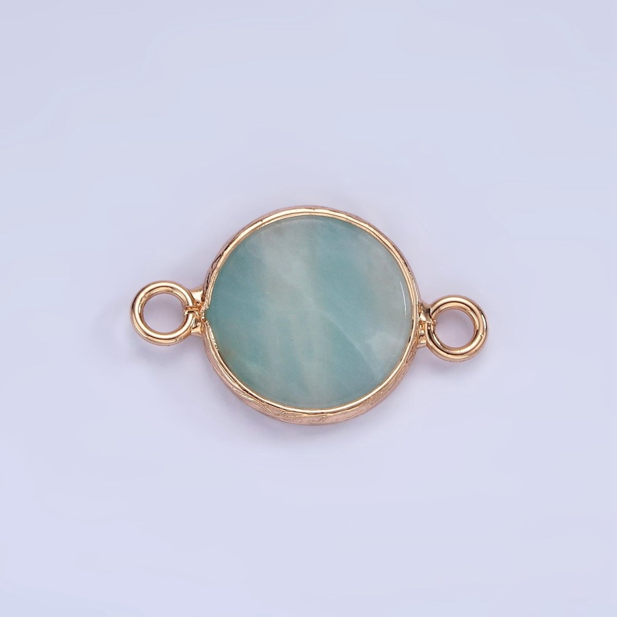 14K Gold Filled Howlite, Amazonite, Rose Quartz, Onyx Round Bezel Connector | G-024 G-207 - G-029 - DLUXCA