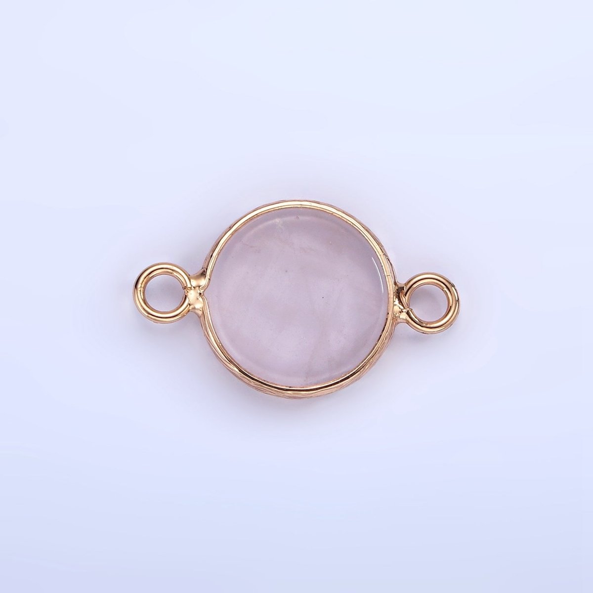 14K Gold Filled Howlite, Amazonite, Rose Quartz, Onyx Round Bezel Connector | G-024 G-207 - G-029 - DLUXCA