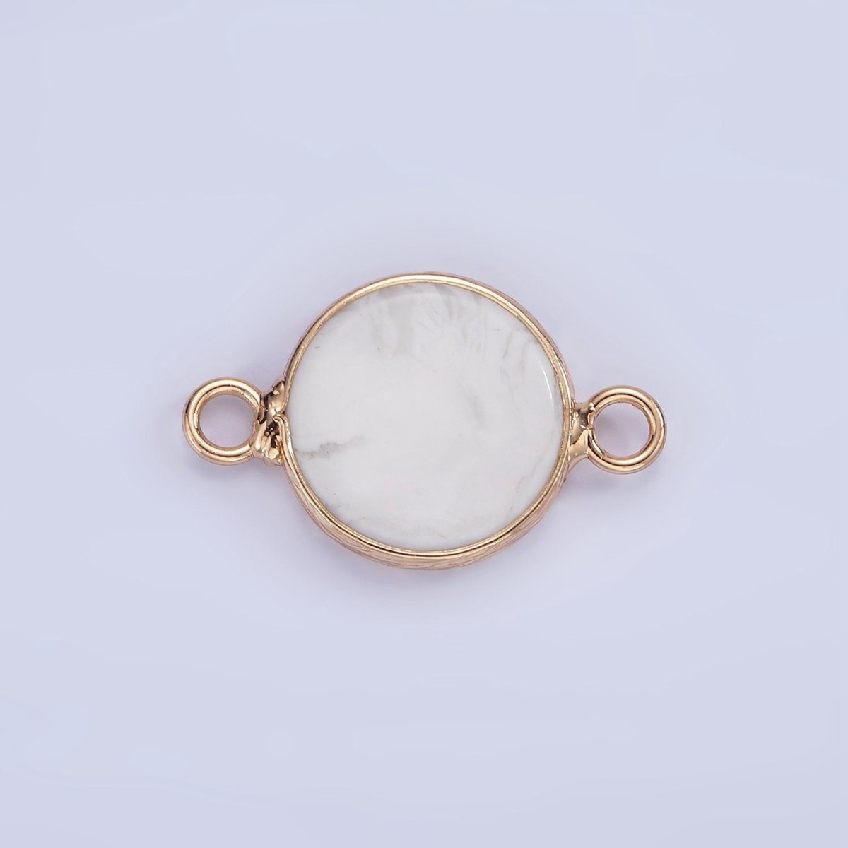 14K Gold Filled Howlite, Amazonite, Rose Quartz, Onyx Round Bezel Connector | G-024 G-207 - G-029 - DLUXCA