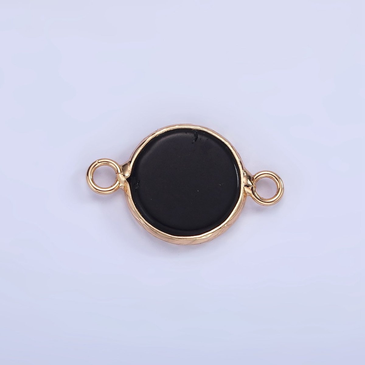 14K Gold Filled Howlite, Amazonite, Rose Quartz, Onyx Round Bezel Connector | G-024 G-207 - G-029 - DLUXCA