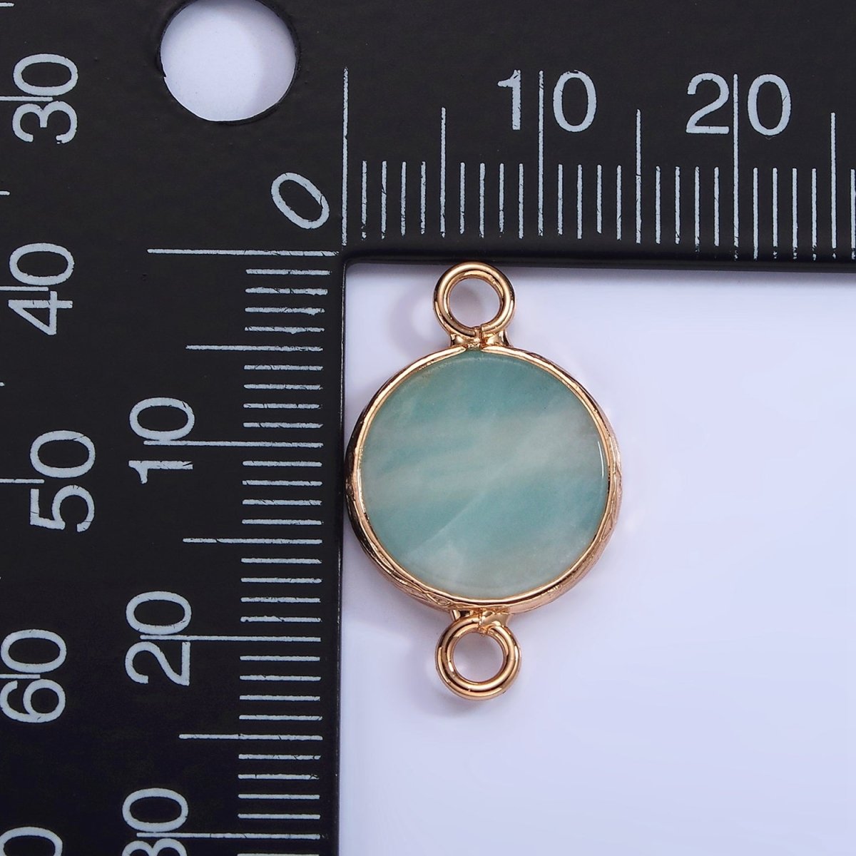 14K Gold Filled Howlite, Amazonite, Rose Quartz, Onyx Round Bezel Connector | G-024 G-207 - G-029 - DLUXCA