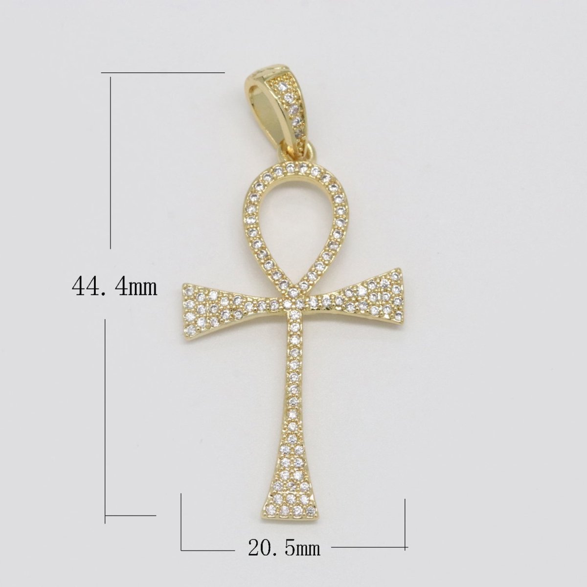 14k Gold Filled Iced Ankh Micro Pave Cz Ankh Cross Symbol of Life, Egyptian Pantheon, Crux Ansata, Cubic Necklace Pendant Charm N-1442 N-1443 - DLUXCA