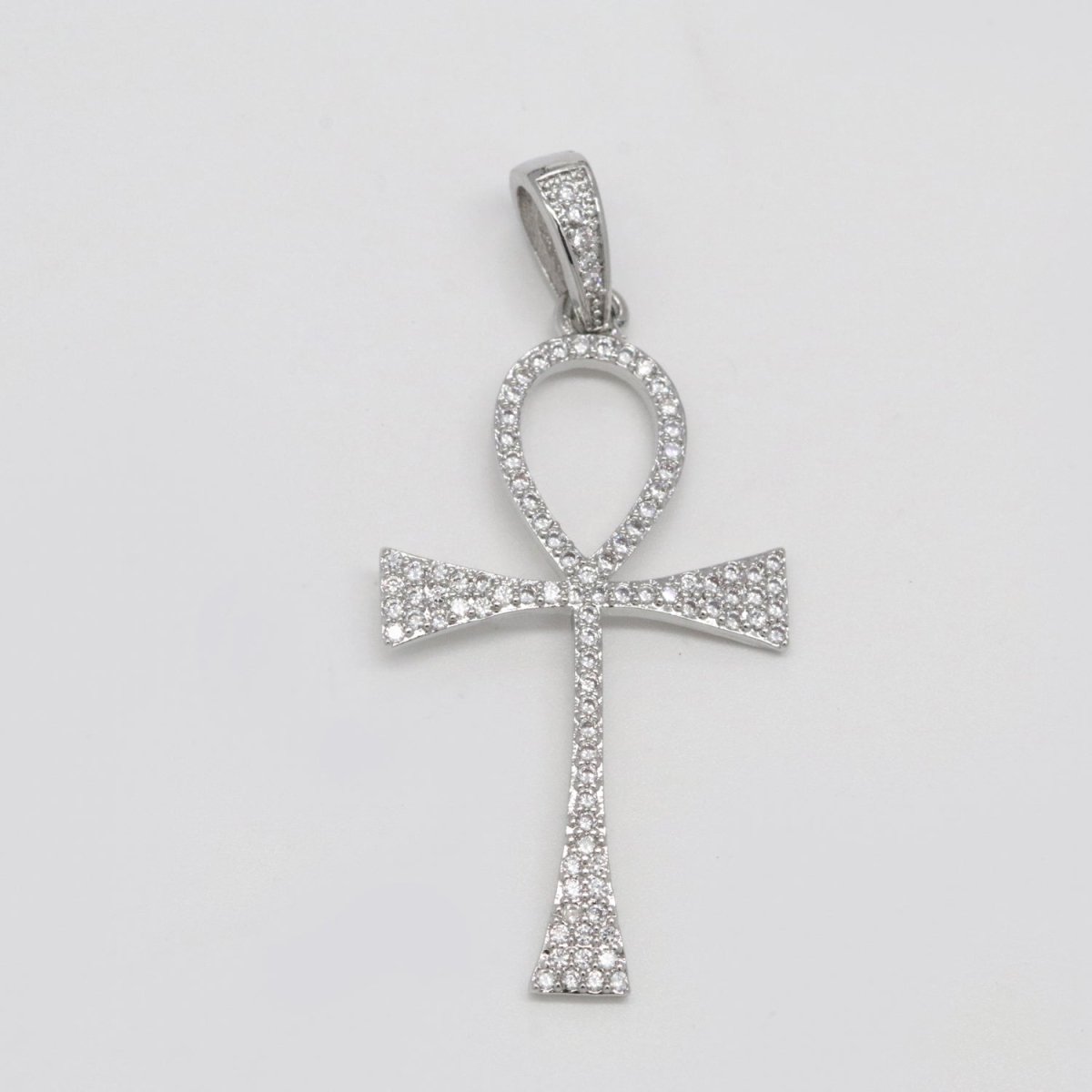 14k Gold Filled Iced Ankh Micro Pave Cz Ankh Cross Symbol of Life, Egyptian Pantheon, Crux Ansata, Cubic Necklace Pendant Charm N-1442 N-1443 - DLUXCA