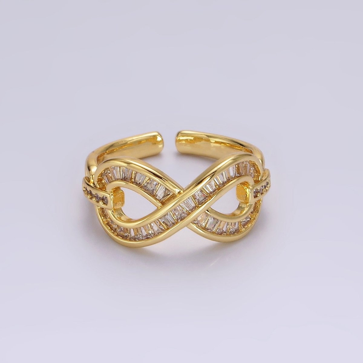 14K Gold Filled Infinity Micro Paved Baguette CZ Ring | O1166 - DLUXCA