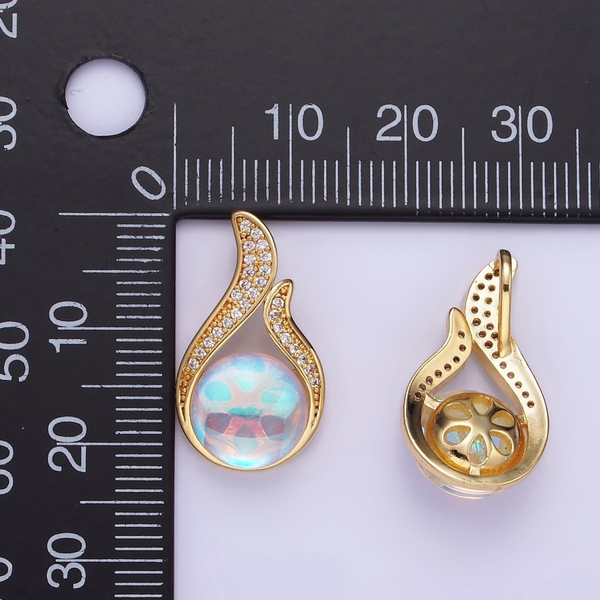 14K Gold Filled Iridescent CZ Open Micro Paved Teardrop Pendant | AA1171 - DLUXCA