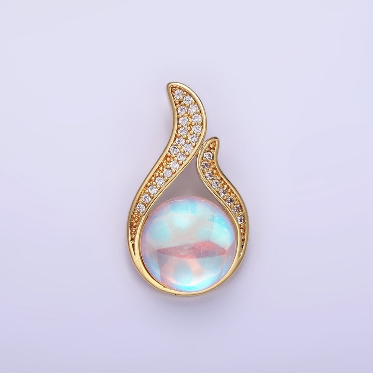 14K Gold Filled Iridescent CZ Open Micro Paved Teardrop Pendant | AA1171 - DLUXCA