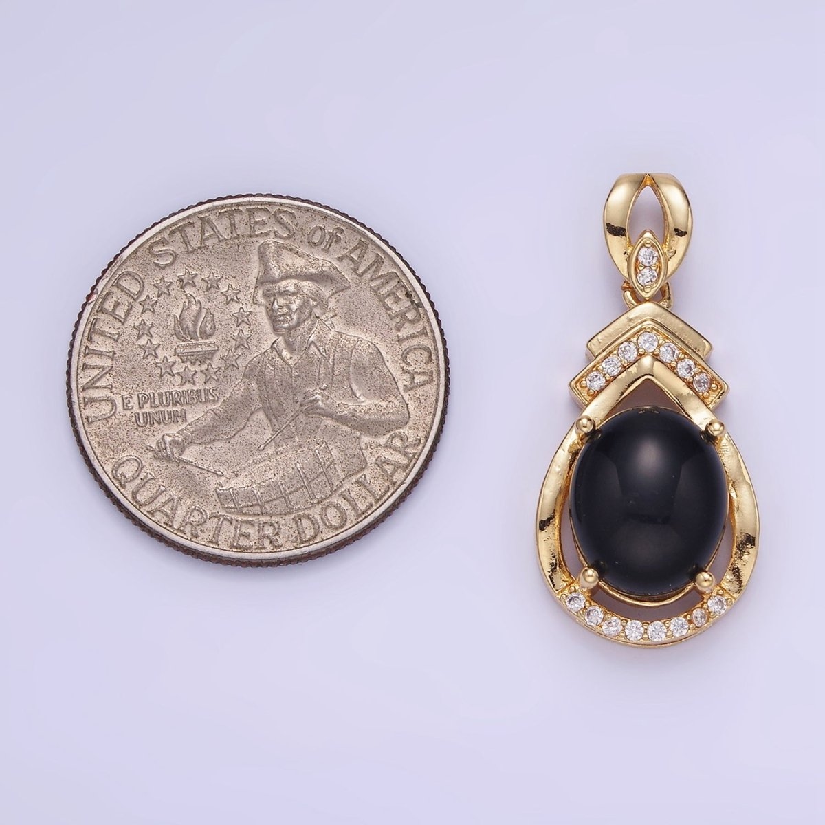 14K Gold Filled Iridescent Teardrop Bezel Micro Paved Pendant | AA1175 - DLUXCA