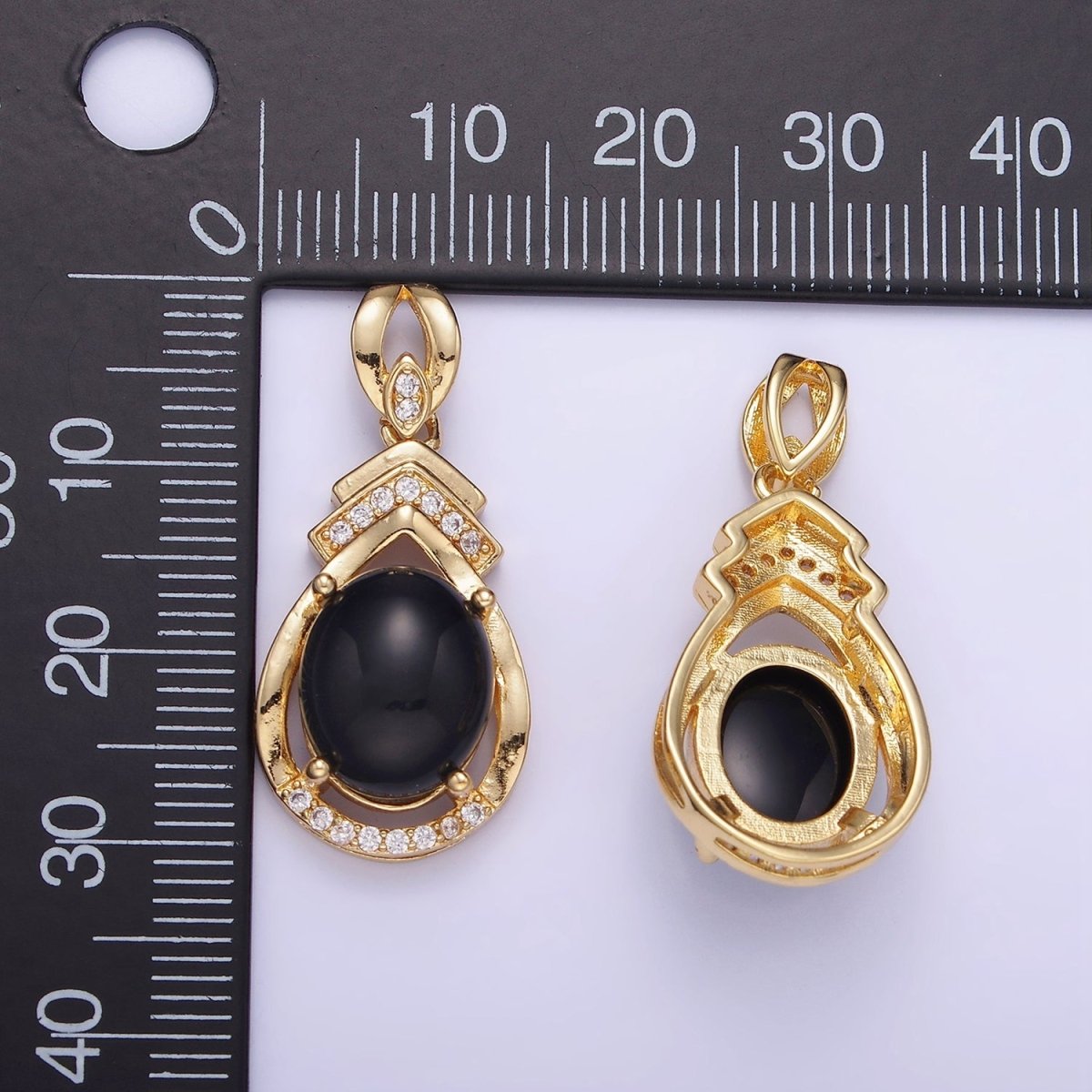 14K Gold Filled Iridescent Teardrop Bezel Micro Paved Pendant | AA1175 - DLUXCA