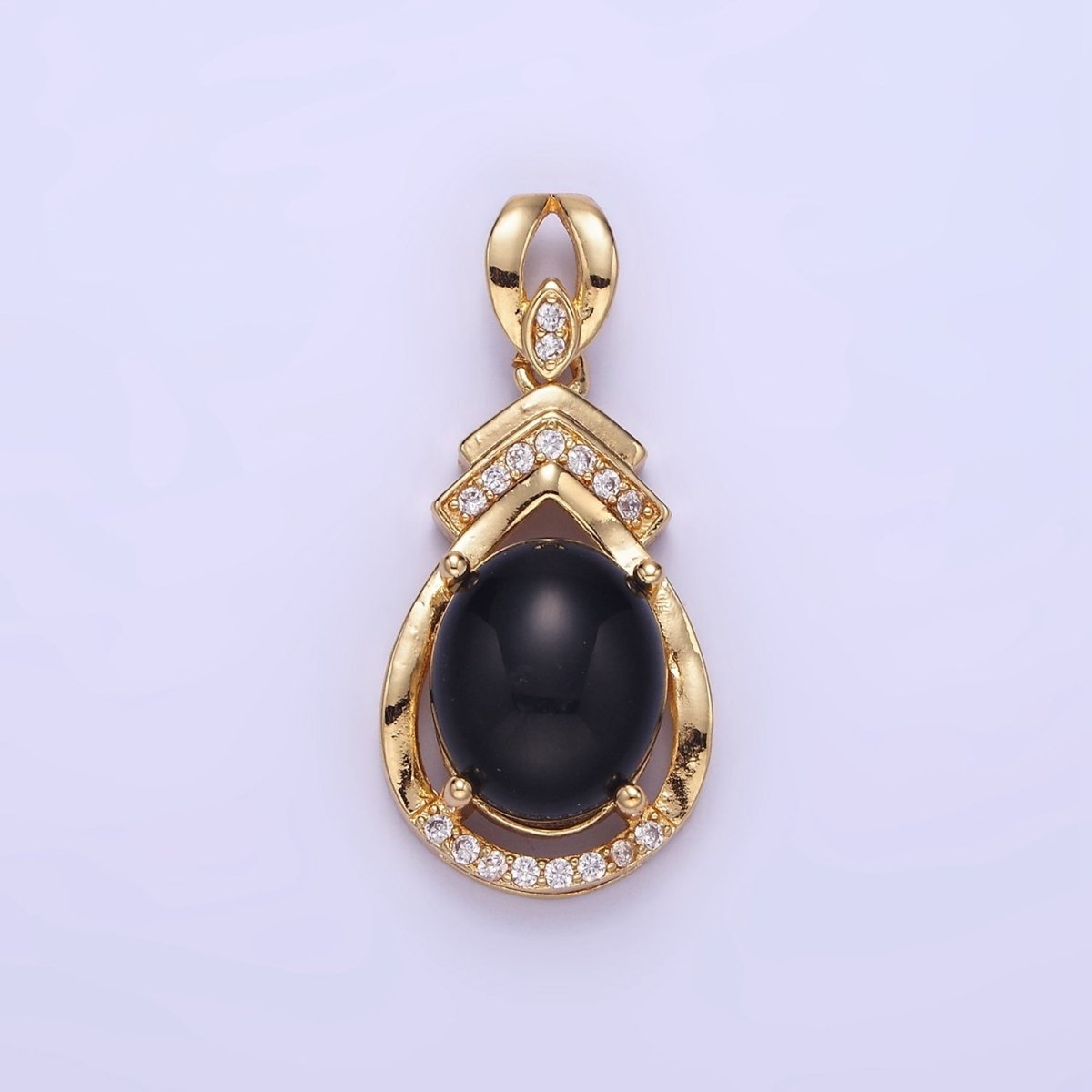 14K Gold Filled Iridescent Teardrop Bezel Micro Paved Pendant | AA1175 - DLUXCA