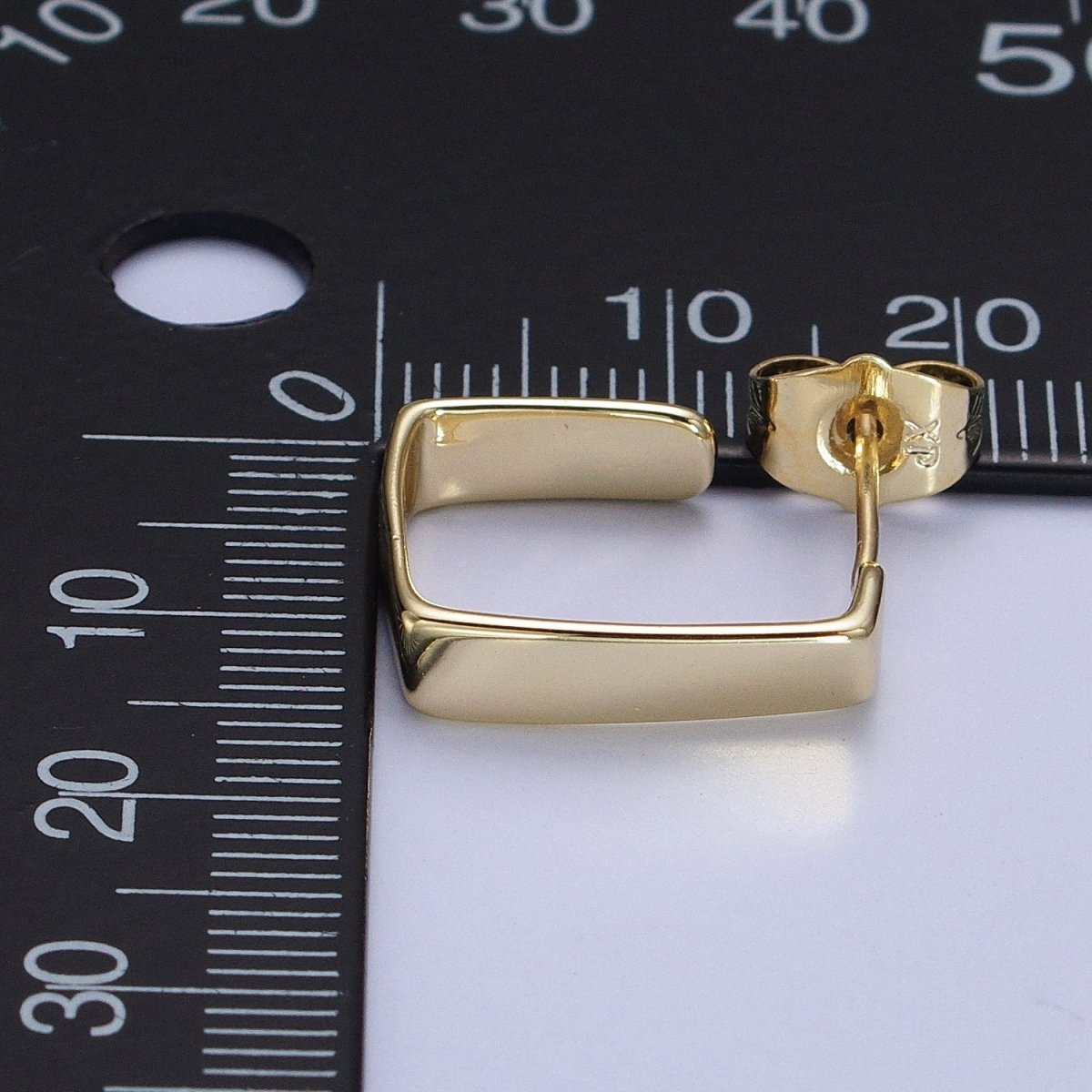 14K Gold Filled J-Shaped Rectangular Geometric Hoop Earrings | Ab330 - DLUXCA