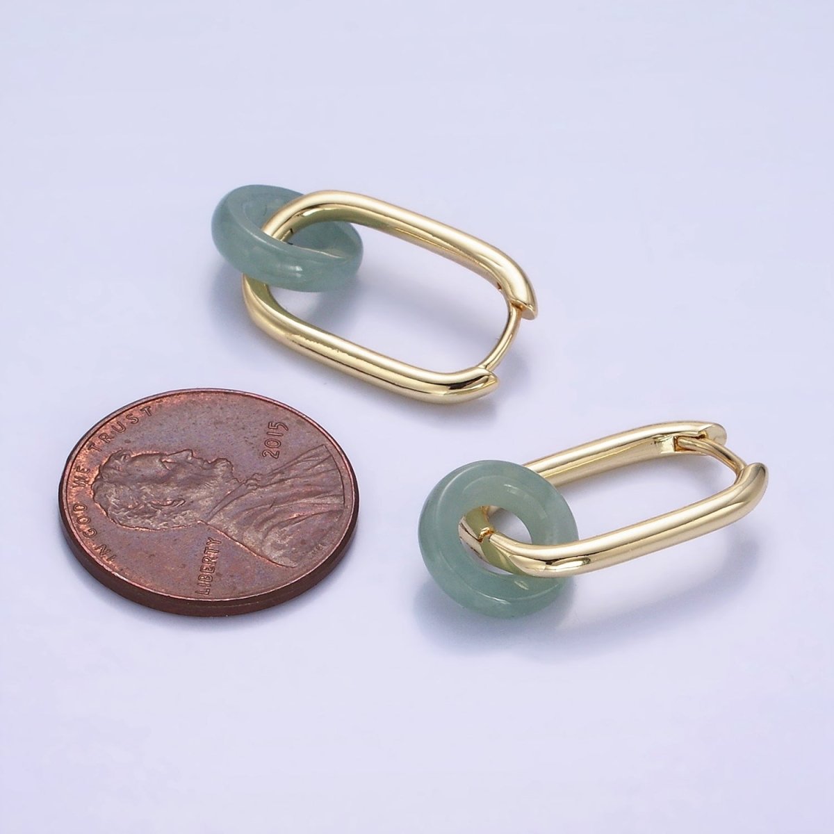 14K Gold Filled Jade Donut 20mm Oblong Hoop Earrings | AE515 - DLUXCA