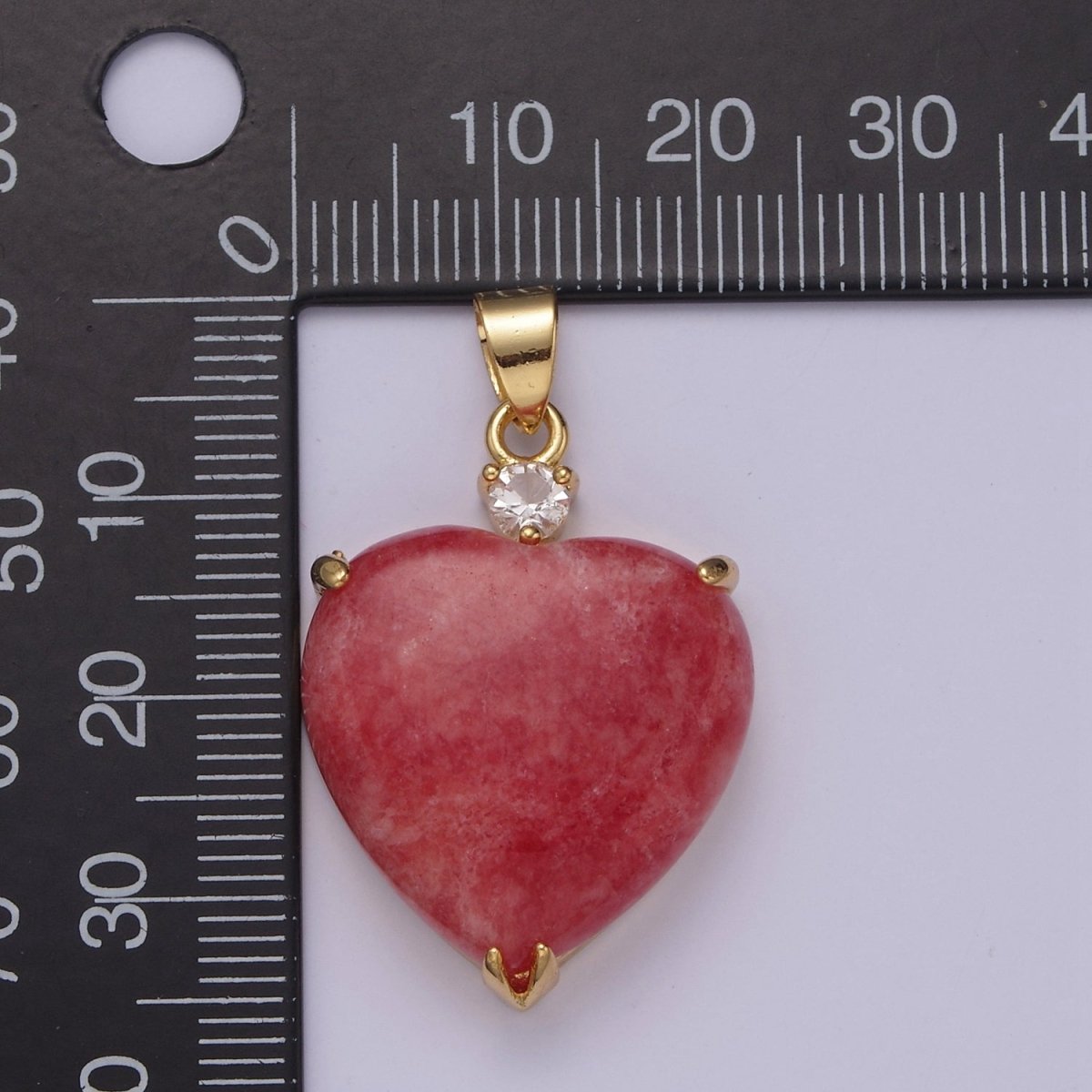 14k Gold Filled Jade Heart Pendant Puffy Heart Charm W-625~W-628 - DLUXCA