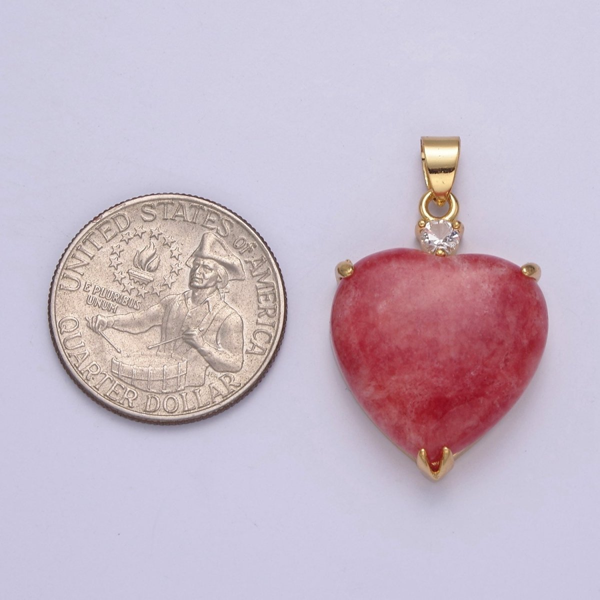 14k Gold Filled Jade Heart Pendant Puffy Heart Charm W-625~W-628 - DLUXCA