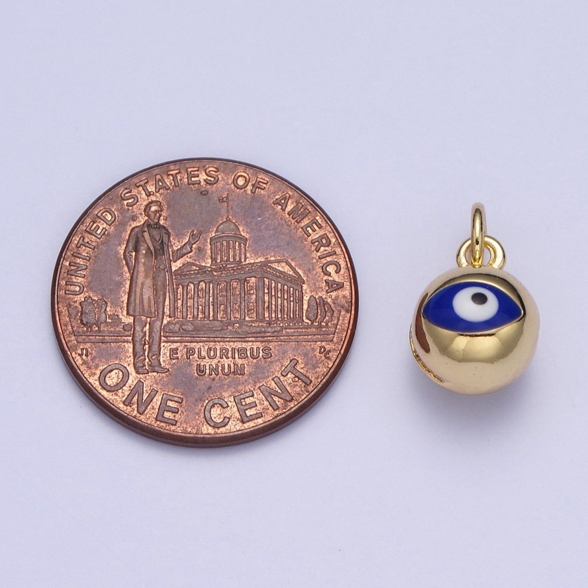 14K Gold Filled Jingle Bell Blue, White Evil Eye Charm of Bell for Amulet Jewelry Making | X-196 X-197 - DLUXCA