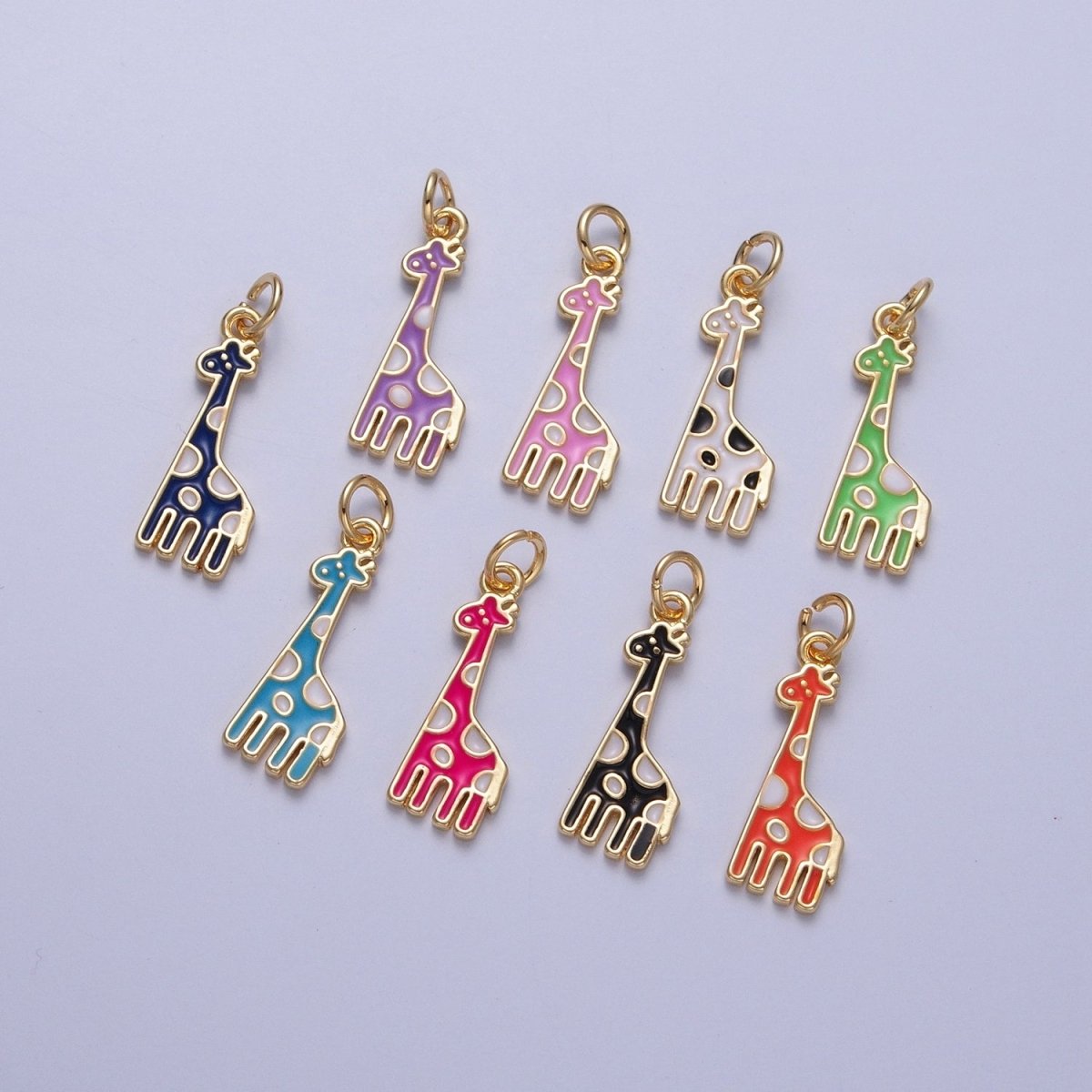 14K Gold Filled Kawaii Enamel Giraffe Safari Charm | X-091 - X-099 - DLUXCA