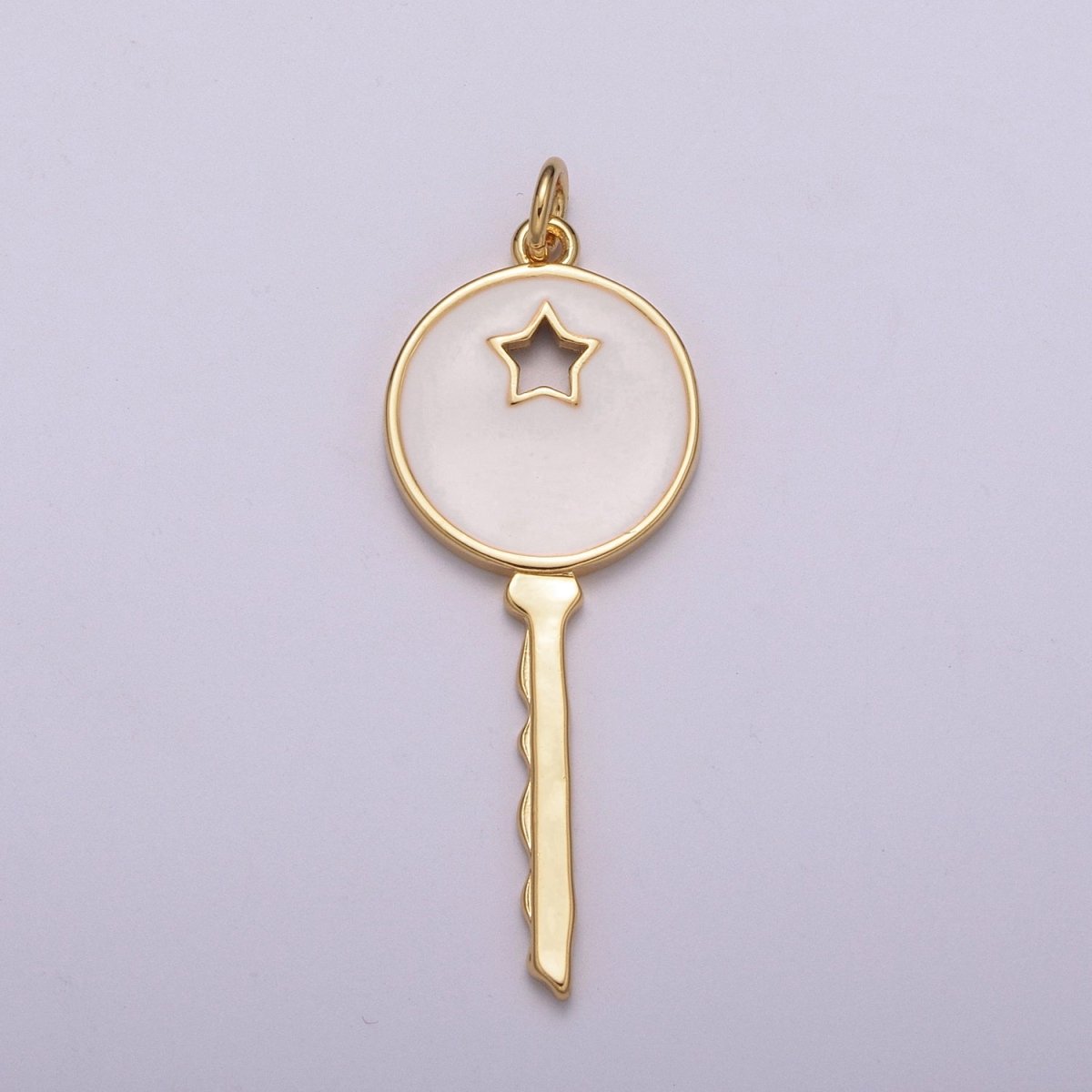 14K Gold Filled Key Pendant Enamel Key Charm Star Celestial Jewelry Making Crafting Supplies M-815 - M-817 - DLUXCA