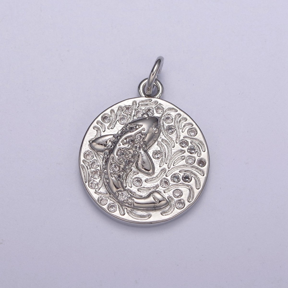 14K Gold Filled koi fish charm pendant Japanese koi carp disc Coin charm-Component supply Animal Jewelry N-254 N-255 - DLUXCA