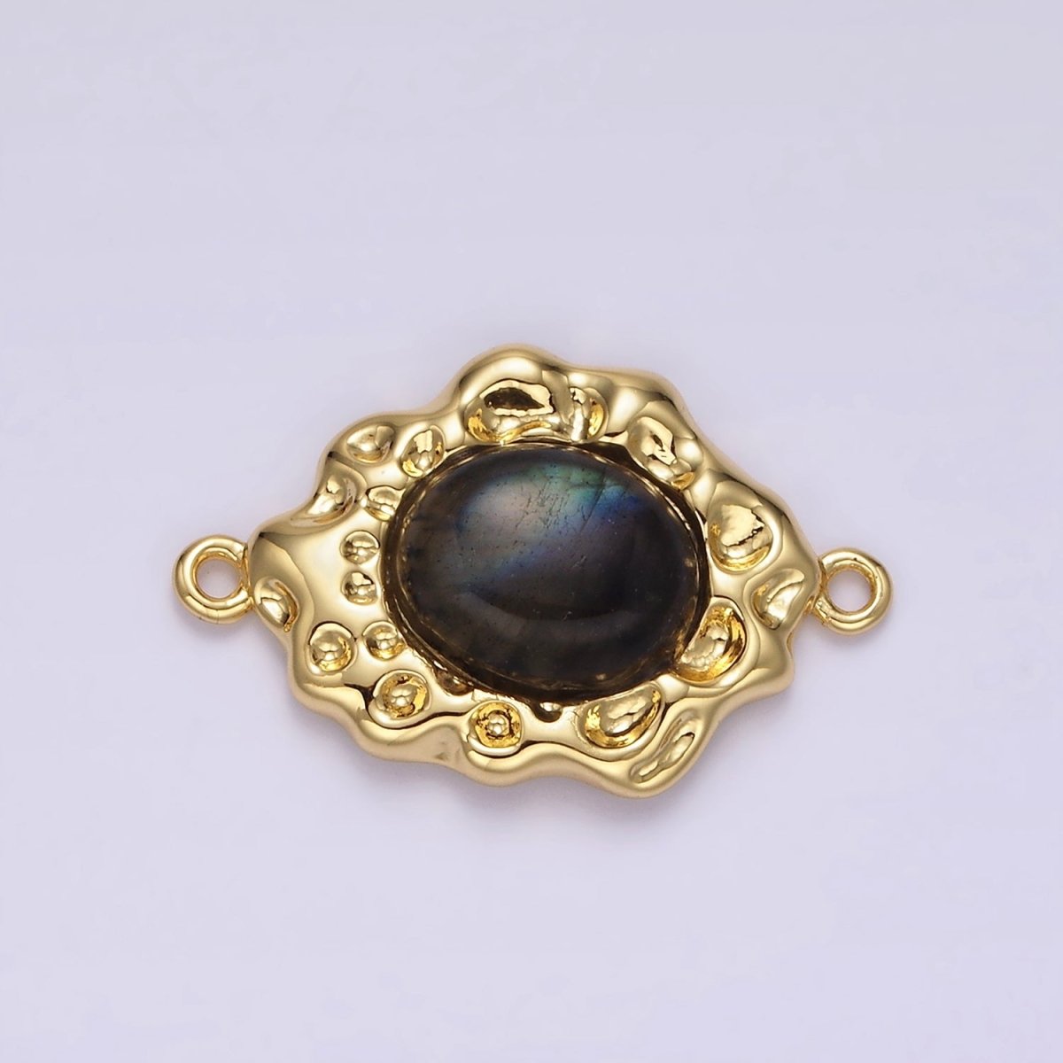 14K Gold Filled Labradorite Cabochon Dotted Abstract Connector | G-897 - DLUXCA