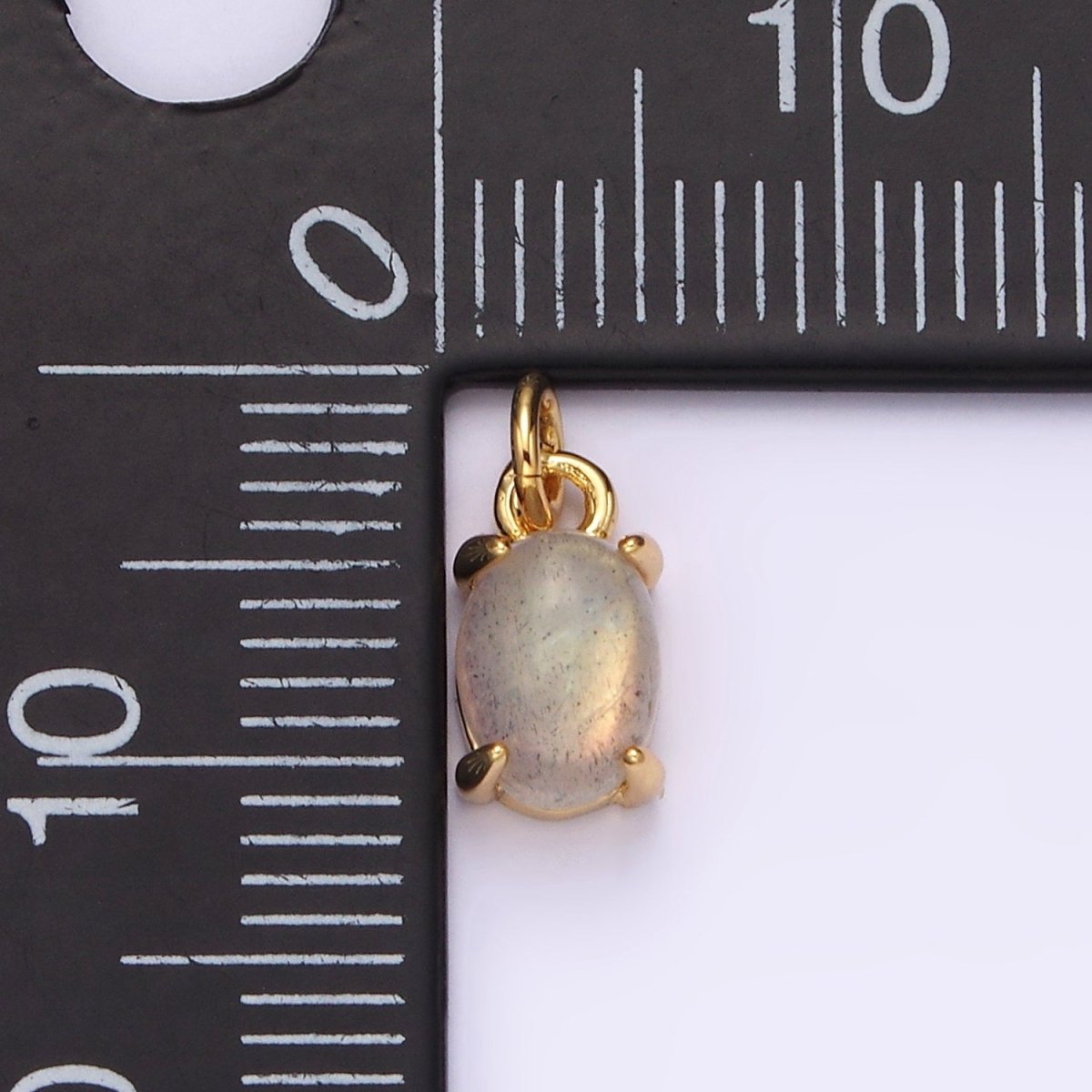 14K Gold Filled Labradorite Gemstone Oval Minimalist Add-On Charm | AC842 - DLUXCA