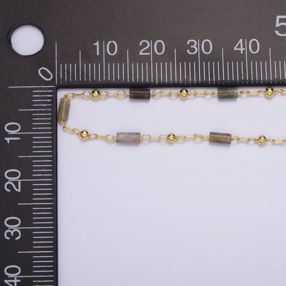 14K Gold Filled Labradorite Tube Cable Satellite Unfinished Cable Chain For Jewelry Making | ROLL-1421 - DLUXCA
